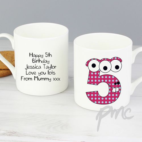 Personalised Monster Age Balmoral Mug - Age 5