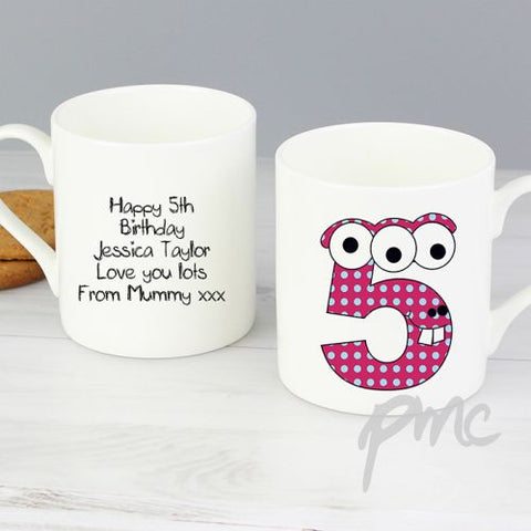 Personalised Monster Age Balmoral Mug - Age 5