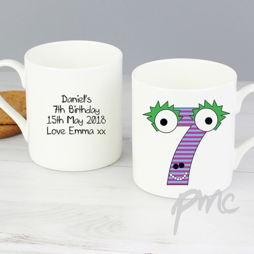Personalised Monster Age Balmoral Mug - Age 7