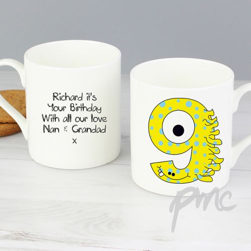 Personalised Monster Age Balmoral Mug - Age 9