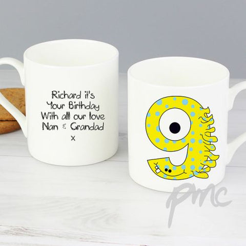 Personalised Monster Age Balmoral Mug - Age 9