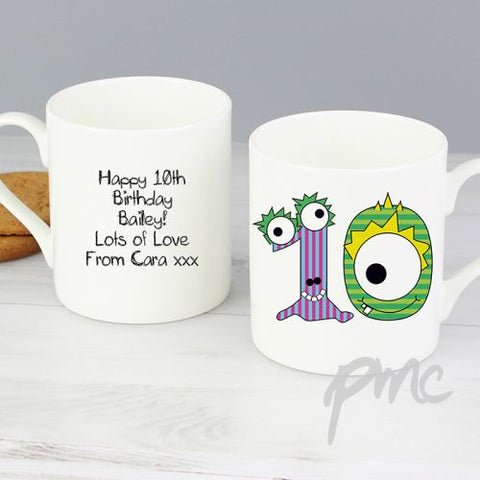 Personalised Monster Age Balmoral Mug - Age 10