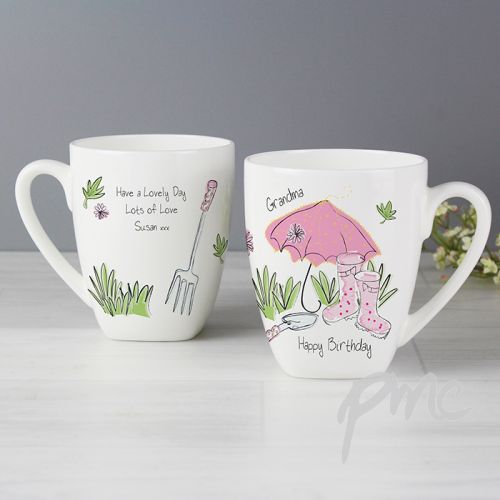 Personalised Pink Umbrella Latte Mug