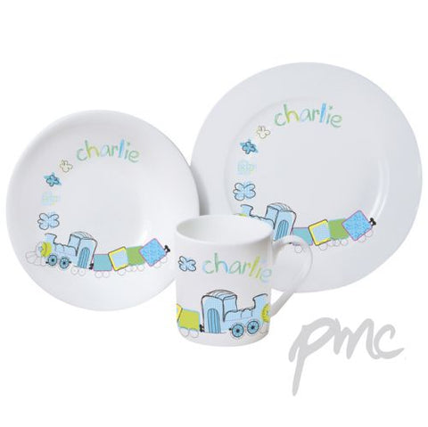 Personalised Patchwork Train Breakfast Set