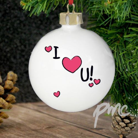 Personalised I Heart U Bauble