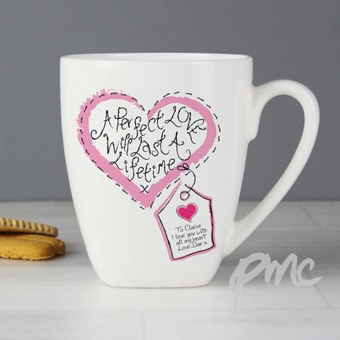 Personalised Stitch Heart Perfect Love Latte Mug