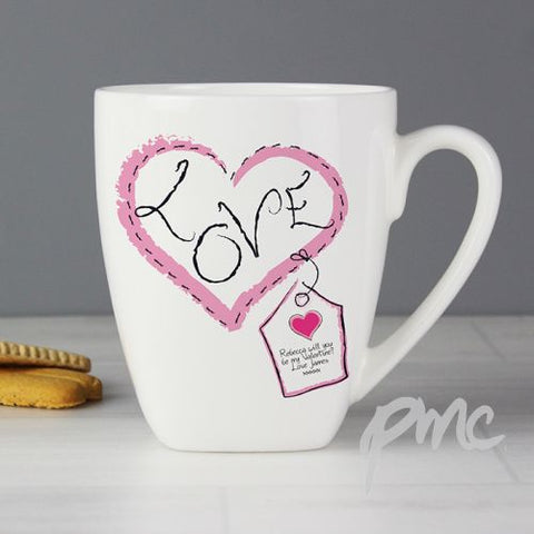 Personalised Heart Stitch Love Latte Mug