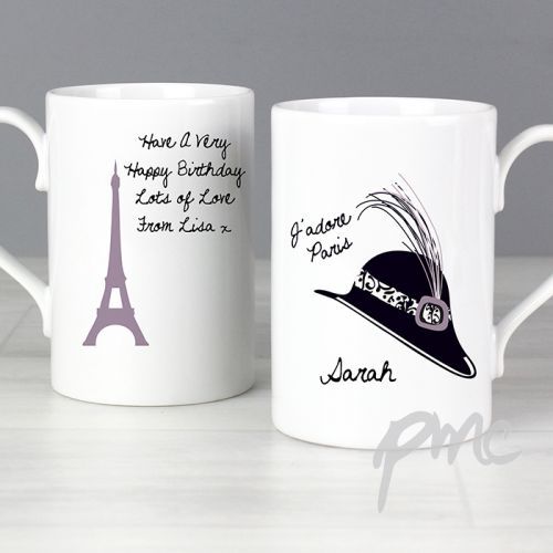 Personalised Jadore Paris Hat Slim Mug