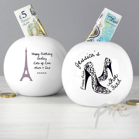 Personalised Jadore Paris Shoe Money Box