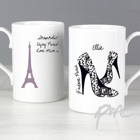 Personalised Jadore Paris Shoe Slim Mug