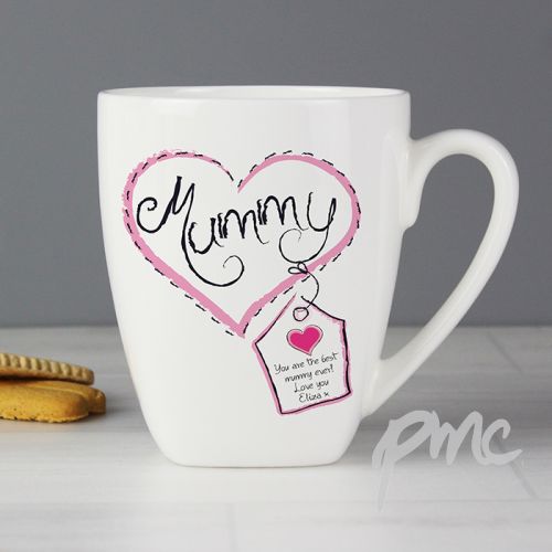 Personalised Heart Stitch Mummy Latte Mug