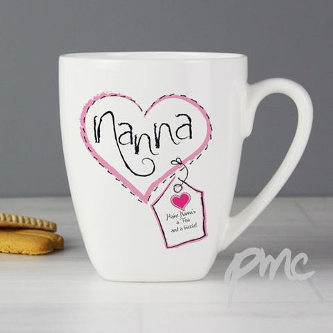 Personalised Heart Stitch Nanna Latte Mug