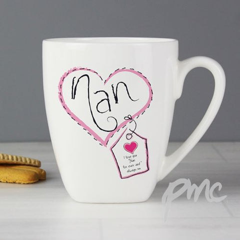 Personalised Heart Stitch Nan Small Latte