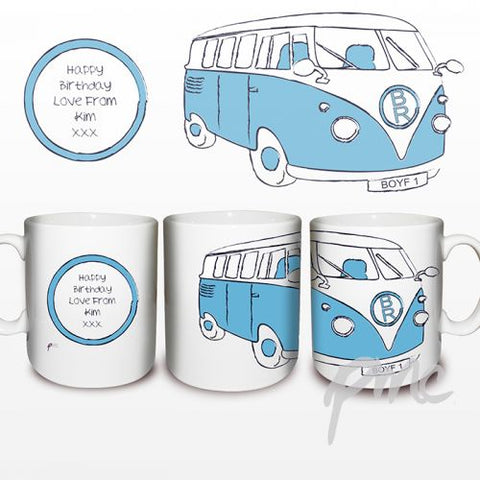 Personalised Blue Campervan Mug