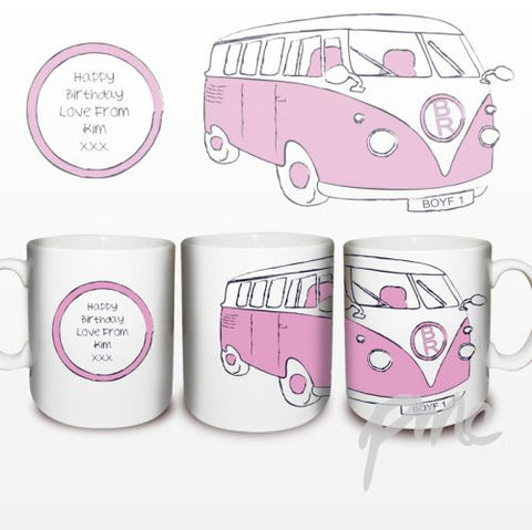 Personalised Pink Camper Van Mug