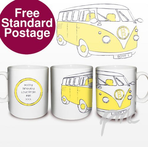 Personalised Yellow Campervan Mug