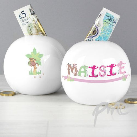 Personalised Pink Animal Money Box