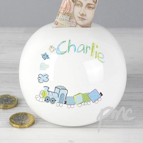Personalised Patchwork Train Money Box