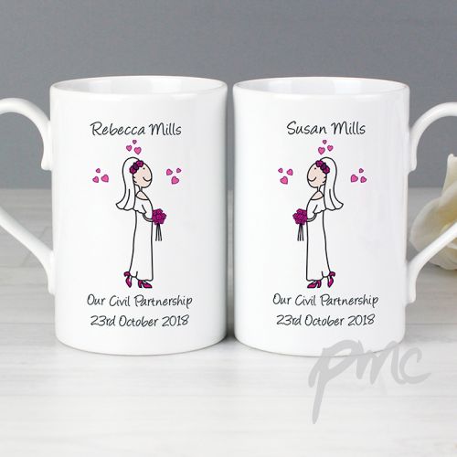 Personalised Female Wedding Mug Set