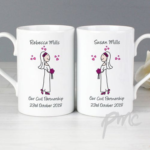 Personalised Female Wedding Mug Set