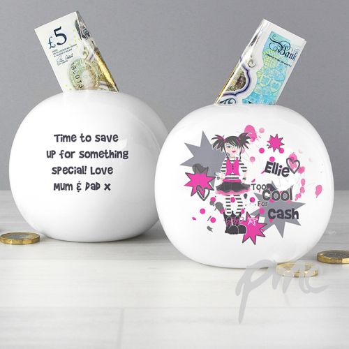 Personalised Too Cool Girl Money Box