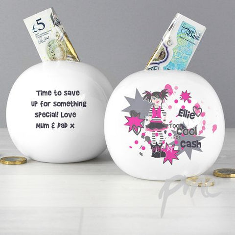 Personalised Too Cool Girl Money Box