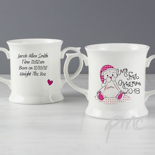 Personalised Cute Teddy My 1st Xmas Loving Mug