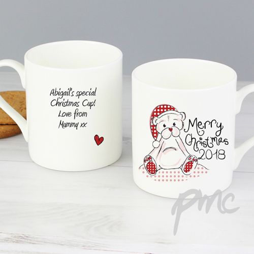 Personalised Cute Teddy Christmas Mug