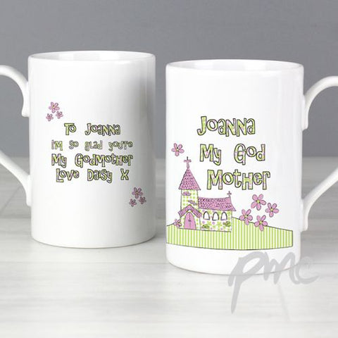 Personalised Whimsical Church Godmother Slim Mug