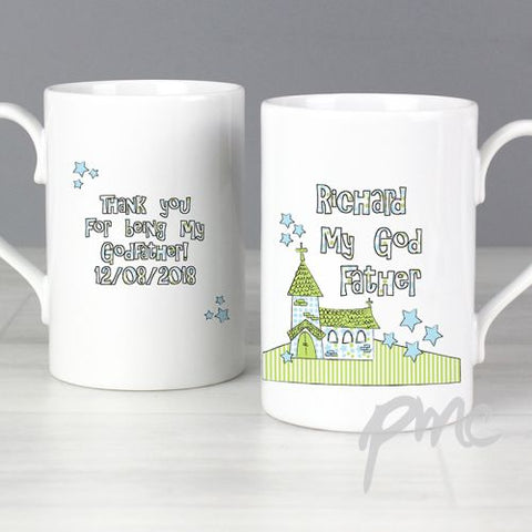 Personalised Whimsical Church God Father Slim Mug