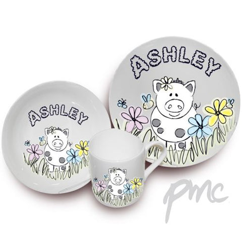 Personalised Farmyard Pig Breakfast Set