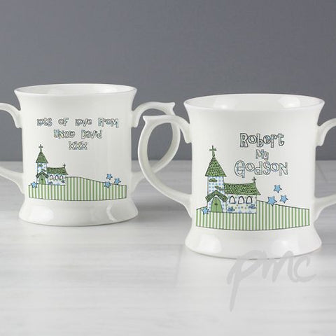 Personalised Whimsical Church Godson Loving Mug
