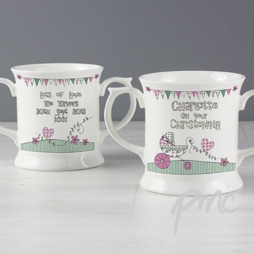 Personalised Whimsical Pram Pink Mug