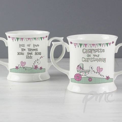 Personalised Whimsical Pram Pink Mug