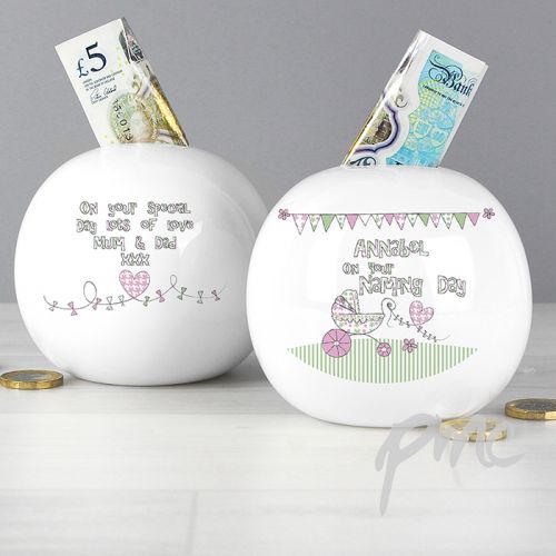 Personalised Whimsical Pram Money Box