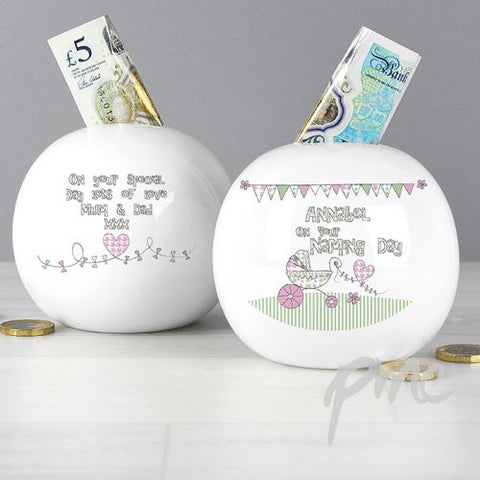 Personalised Whimsical Pram Money Box