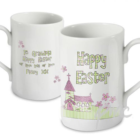 Personalised Whimsical Church Easter Mug