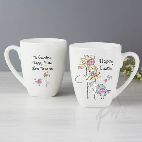 Personalised Easter Daffodil & Chick Latte Mug