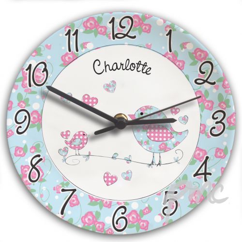 Personalised Floral Birds Clock