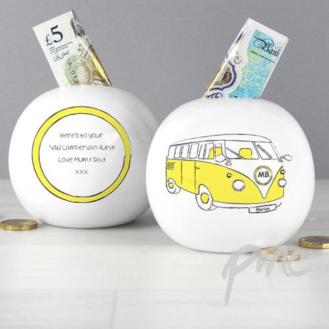 Personalised Yellow Campervan Money Box