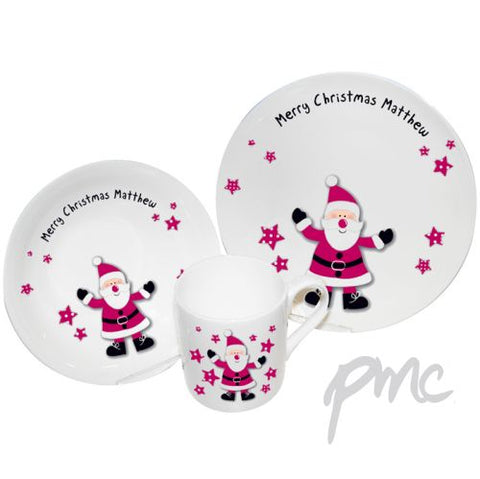 Personalised Spotty Santa Breakfast Set