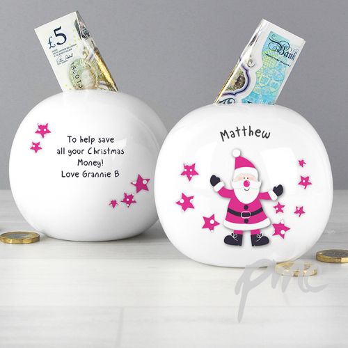 Personalised Spotty Santa Money Box