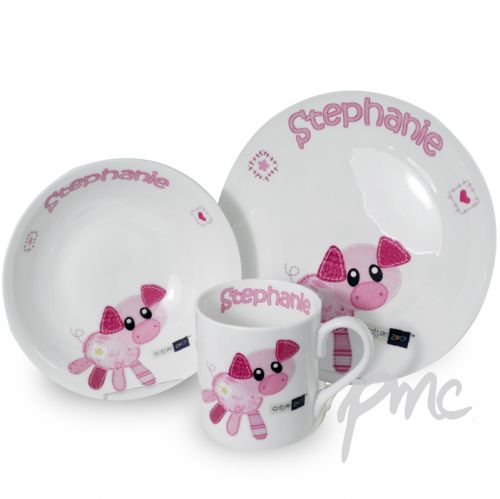 Personalised Cotton Zoo Organdie the Piglet Breakfast Set