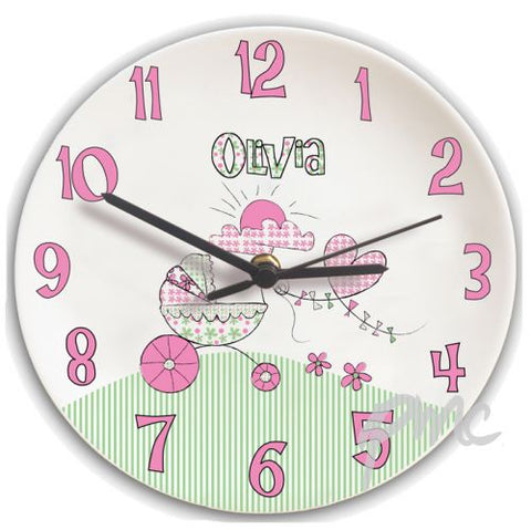 Personalised Whimsical Pram Clock