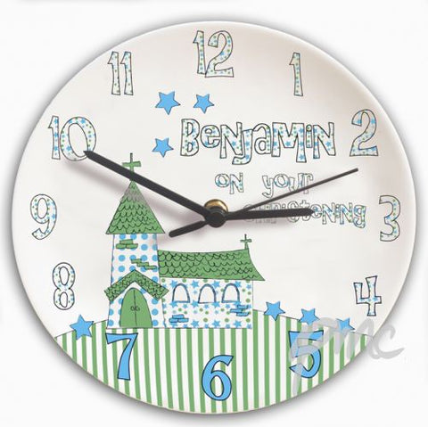 Personalised Church Boys Christening Clock