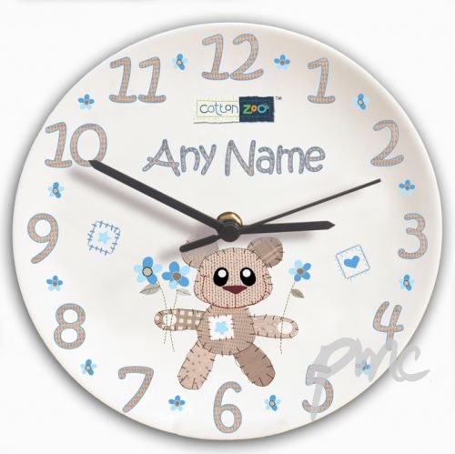 Personalised Cotton Zoo Tweed the Bear Boys Clock