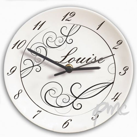 Personalised Black Swirl Clock