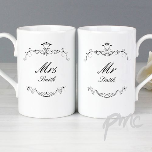 Personalised Ornate Swirl Mug Set