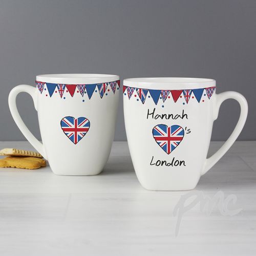 Personalised Union Jack Bunting Latte Mug