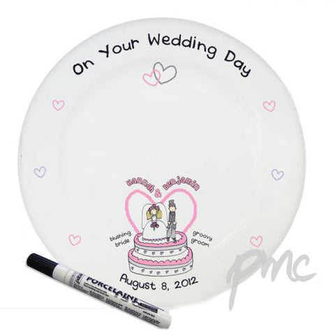 Personalised Bang On The Door Wedding Message Plate with Pen